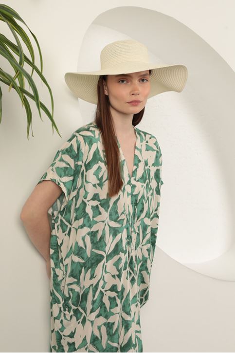 فستان منقوش من قماش الفيسكوز - أخضر