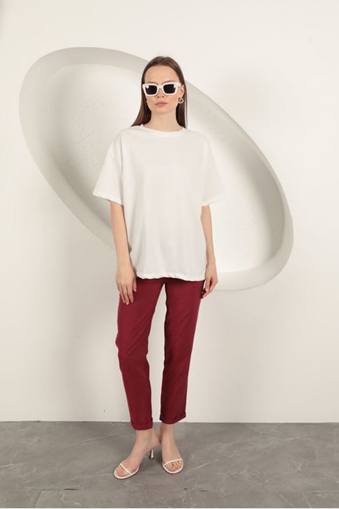 Crew Neck Oversize Two Thread T-Shirt-Ecru
