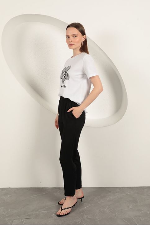 Modal Kumaş Duble Paça Kadın Pantolon-Siyah