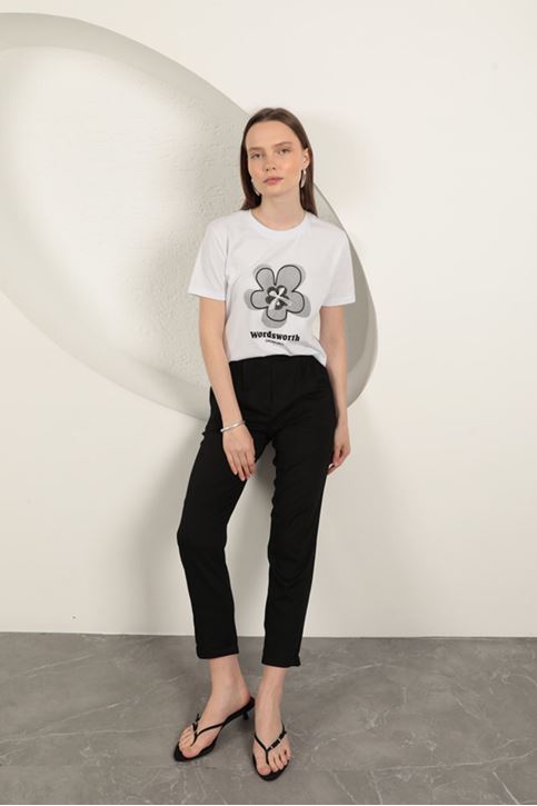 Modal Kumaş Duble Paça Kadın Pantolon-Siyah