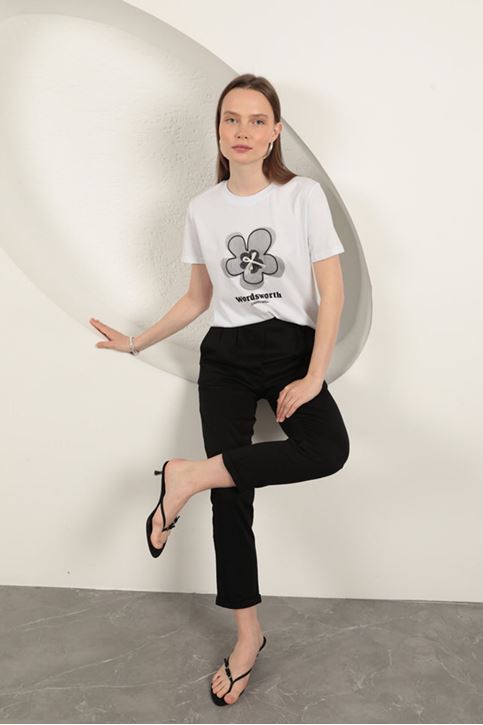 Modal Kumaş Duble Paça Kadın Pantolon-Siyah