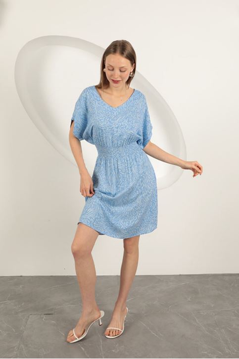 فستان منقوش من قماش الفيسكوز - أزرق