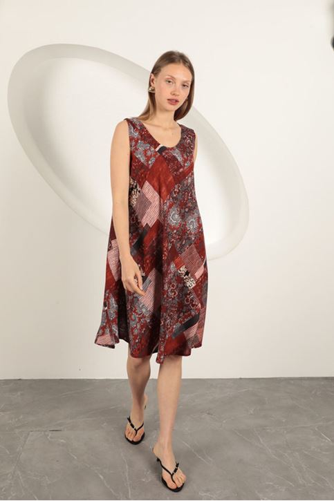 فستان من قماش الفيسكوز بنقوش عرقية - تيرا