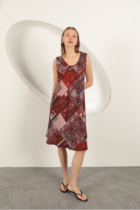 فستان من قماش الفيسكوز بنقوش عرقية - تيرا