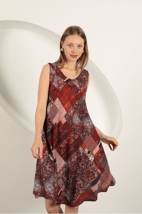 فستان من قماش الفيسكوز بنقوش عرقية - تيرا