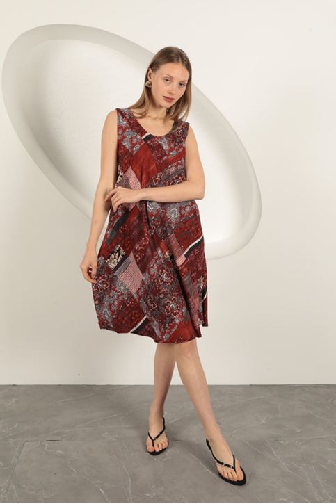 فستان من قماش الفيسكوز بنقوش عرقية - تيرا