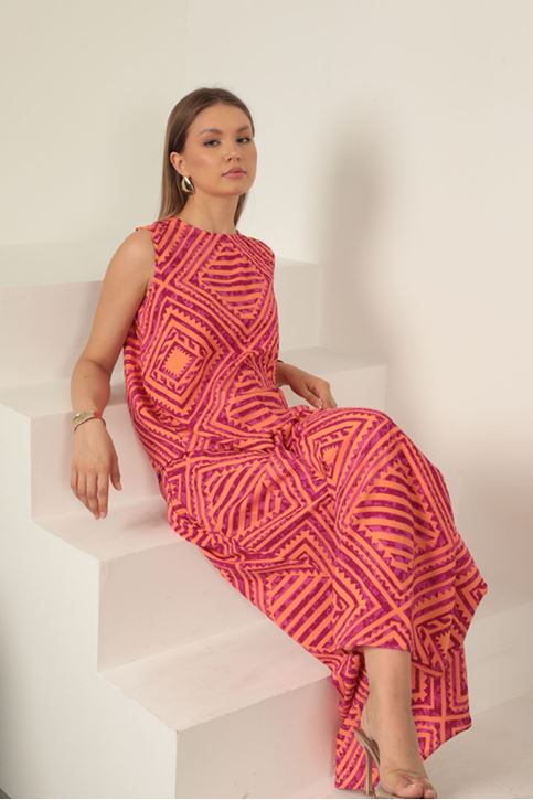 بدلة نسائية منقوشة من قماش الفيسكوز - لون أرجواني