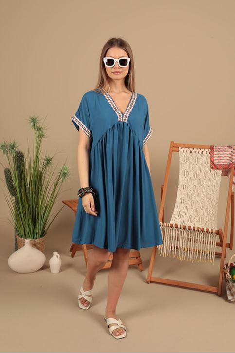 فستان من قماش الفيسكوز - نيلي