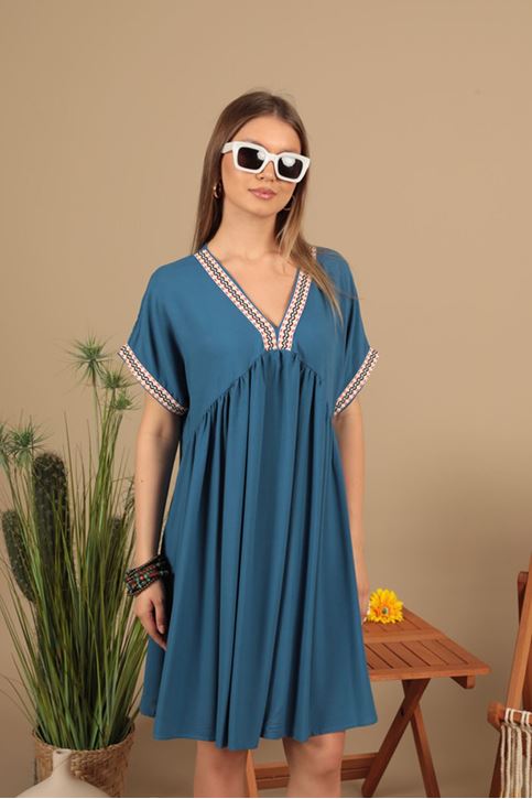 فستان من قماش الفيسكوز - نيلي