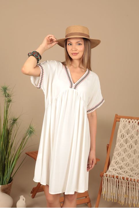 فستان من قماش الفيسكوز - بيج فاتح