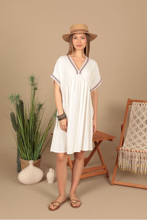 فستان من قماش الفيسكوز - بيج فاتح