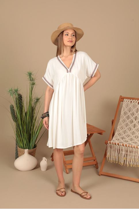 فستان من قماش الفيسكوز - بيج فاتح