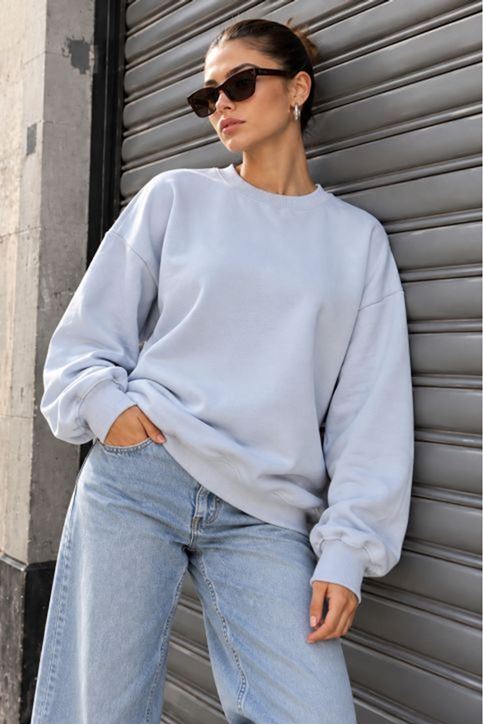 Üç İplik Basic Oversize Sweatshirt-Bebemavi