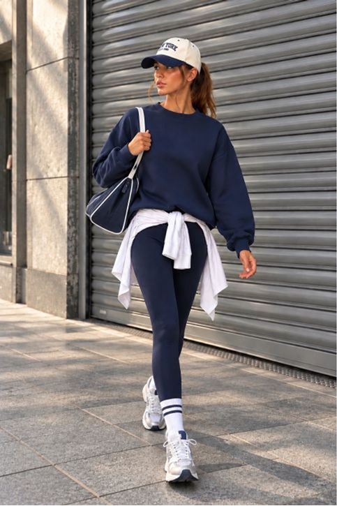 Üç İplik Basic Oversize Sweatshirt-Lacivert