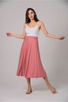 Lycra Knit FabricMidi Comfy Fit Pleated Women'S Skirt - Rose 