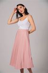 Lycra Knit FabricMidi Comfy Fit Pleated Women'S Skirt - Light Pink