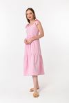 Soft Fabric Sleeveless Straped Shoulder Midi Long Women Dress - Light Pink