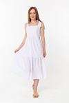 Мягкий ткань без рукавов французской длины женское платье - Белый