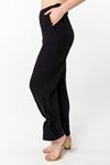 Muslin Fabric Comfy Fit Crepe Hems Women'S Trouser - Black