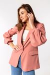 полиэстер ткань шалевый воротник женский пиджак - Светло розовый