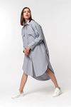 Soft Fabric Long Sleeve Midi Oversize Slit Women'S Shirt - Grey