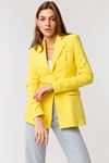Polyester Fabric Hip Height Classical Shirred Sleeve Women Jacket - Yellow