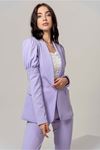 Licra Fabric Long Sleeve Revere Collar Hip Height Classical Women Jacket - Lilac
