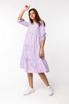 Gofre Fabric Half Sleeve Oversize Square Print Women Dress - Lilac