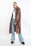 Lumberjack Fabric Long Sleeve Below Knee Comfy Plaid Women'S Shirt - Brick 