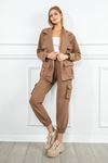 Quilted Fabric Ankle Length Comfy Fit Cargo Pocket Women'S Sweatpant - Chanterelle 