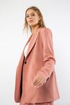 атласный ткань английский воротник на пуговице женский пиджак - Светло розовый