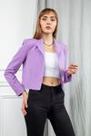 Atlas Fabric Long Sleeve Classical Single Button Women Jacket - Lilac
