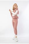 Knitwear Fabric Long Sleeve Zip Neck Women'S Set - Light Pink