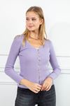 Knitwear Fabric V Neck Full Fit Women Cardigan-Lilac