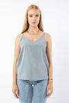 Jesica Blouse On The Straps V-Neck Loose Fit Women Blouse - Grey
