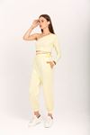Scuba Fabric Tight Fit Asymmetrical Women'S Set 2 Pieces - Yellow