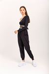 Scuba Fabric Tight Fit Asymmetrical Women'S Set 2 Pieces - Black
