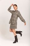 Plaid Fabric Square Print Mini Skirt - Beige 