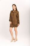 Plaid Fabric Square Print Mini Skirt - Light Brown