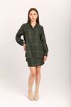 Plaid Fabric Square Print Mini Skirt - Khaki 