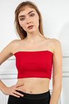 Camisole Fabric Sleeveless Strapless Neck Tight Fit Women Bustier - Red