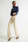 Atlas Kumaş Uzun Boy İspanyol Paça Kadın Pantolon-Taş