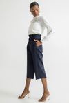 Atlas Fabric 3/4 Short Wide Wide Leg Women'S Trouser - Navy Blue 