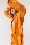 Polyester Fabric Long Sleeve Below Hip Shrried Sides Women Jacket - Orange