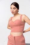 Atlas Fabric Strapless Tight Fit Women Bustier - Light Pink
