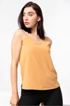 Jesica Fabric Suspended V Neck Blouse - Yellow