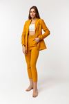 Polyester Fabric Hip Height Classical Shirred Sleeve Women Jacket - Mustard
