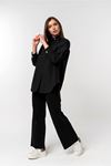Woven Fabric Long Sleeve Oversize Button Women'S Shirt - Black