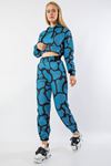 Third Knit Fabric Comfy Fit Spiral Print Women'S Sweatpant - Dark Blue