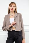 Atlas Fabric Long Sleeve Classical Single Button Women Jacket - Chanterelle Color